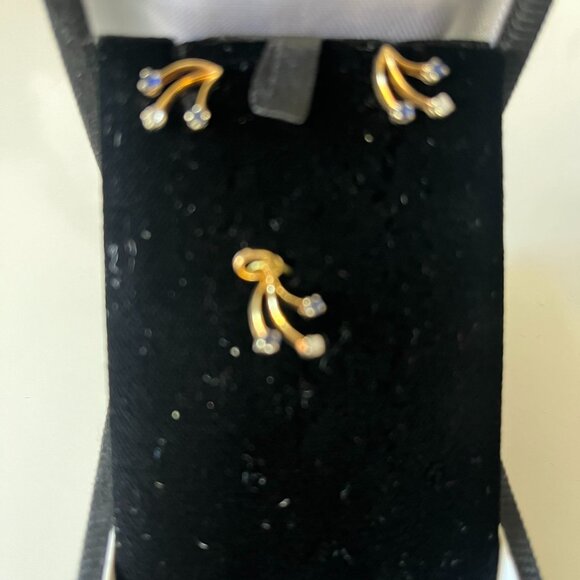 14 K CARAT GOLD SET - EARRINGS AND PENDANT - DIAMONDS AND SAPPHIRES - WITH CERTI - Picture 4 of 4